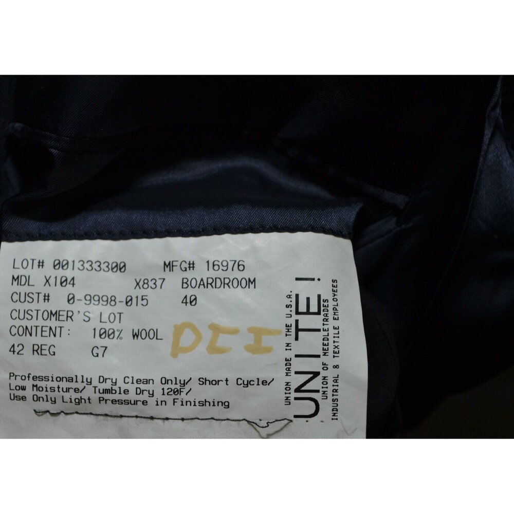 Hickey Freeman Boardroom Suit Jacket 42R Navy Blue Wool Blazer Union Made in USA - Picture 11 of 15
